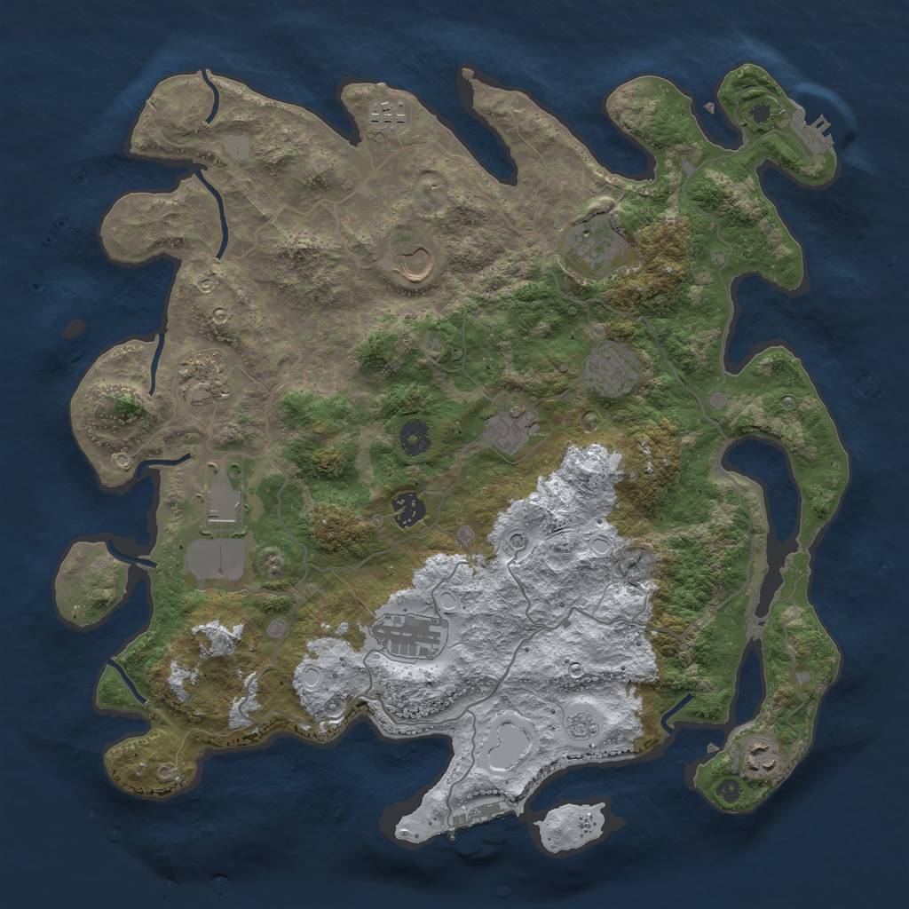Rust Map: Procedural Map, Size: 4000, Seed: 1496708538, 19 Monuments