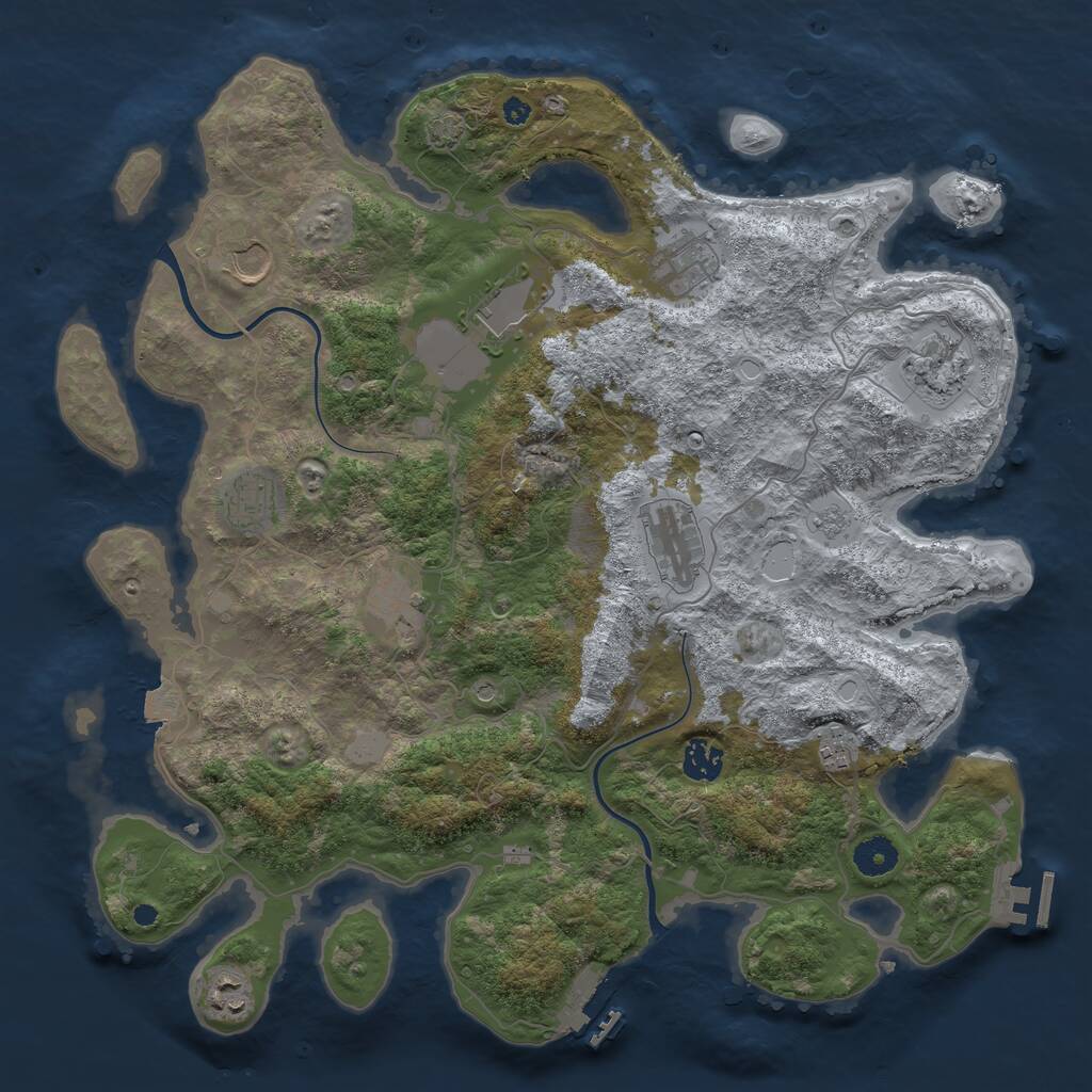 Rust Map: Procedural Map, Size: 3950, Seed: 1761139370, 16 Monuments