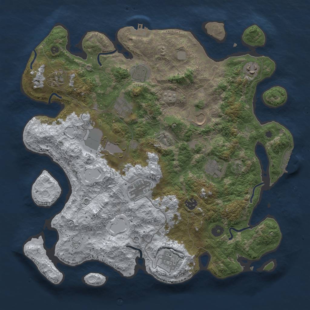Rust Map: Procedural Map, Size: 3950, Seed: 1868813143, 20 Monuments