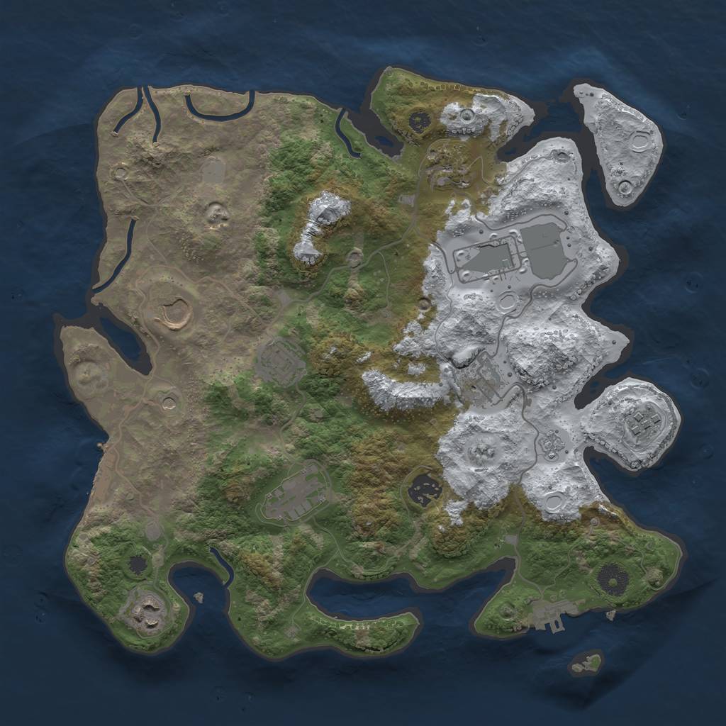 Rust Map: Procedural Map, Size: 3500, Seed: 160871457, 18 Monuments