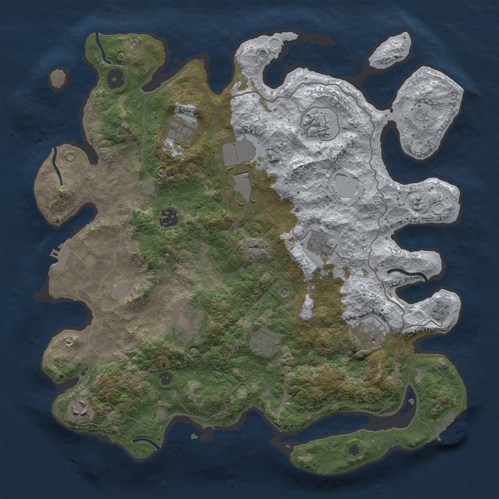 Rust Map: Procedural Map, Size: 4000, Seed: 72576, 19 Monuments