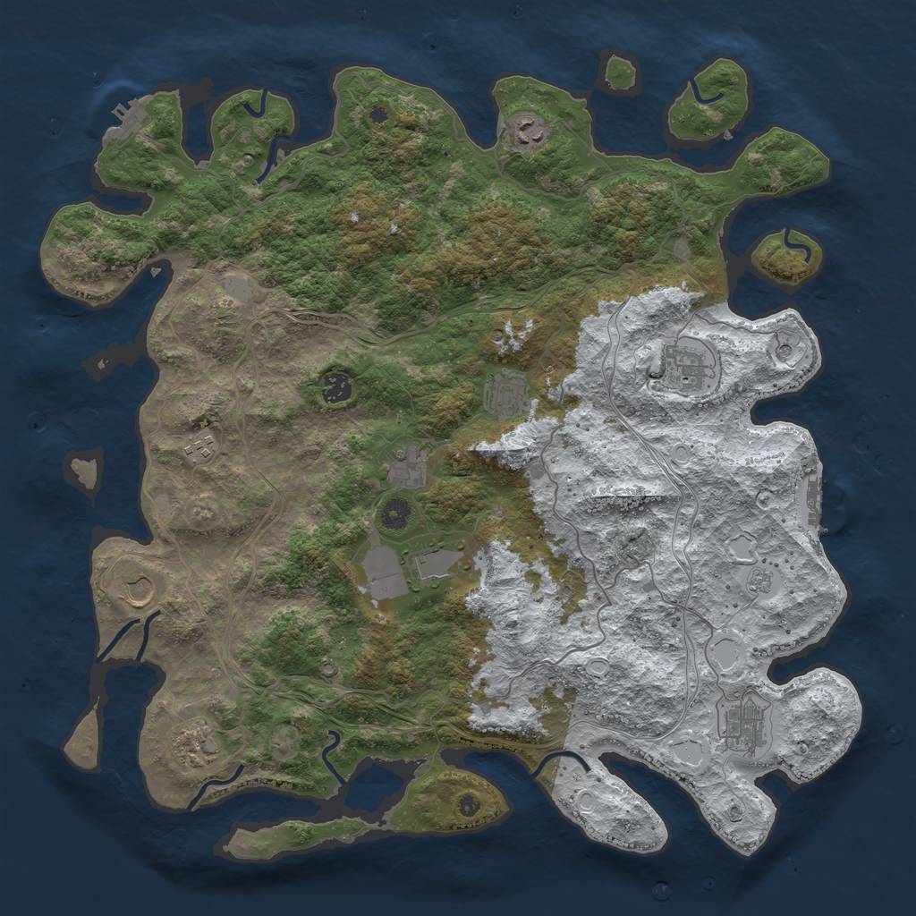 Rust Map: Procedural Map, Size: 4500, Seed: 1016251907, 19 Monuments