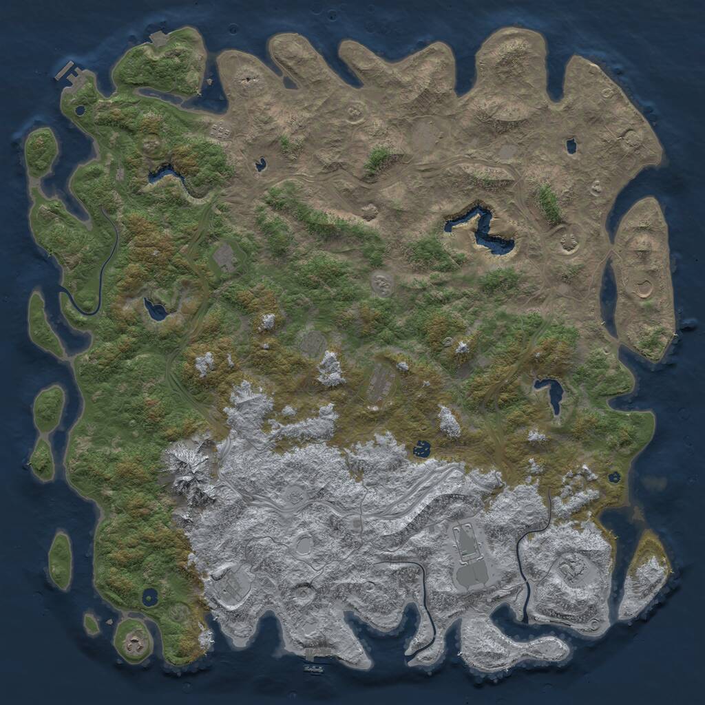 Rust Map: Procedural Map, Size: 6000, Seed: 7832, 17 Monuments