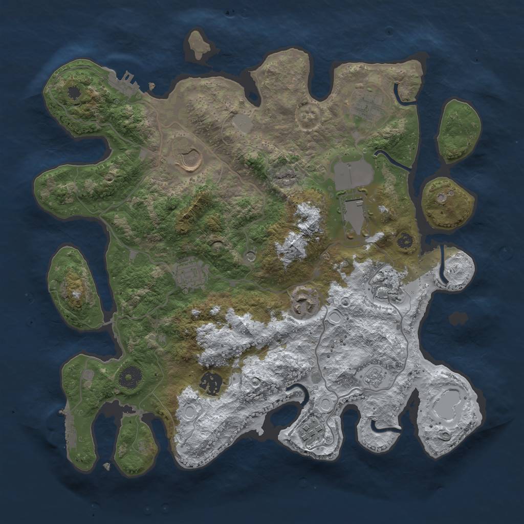 Rust Map: Procedural Map, Size: 3500, Seed: 2130450480, 17 Monuments