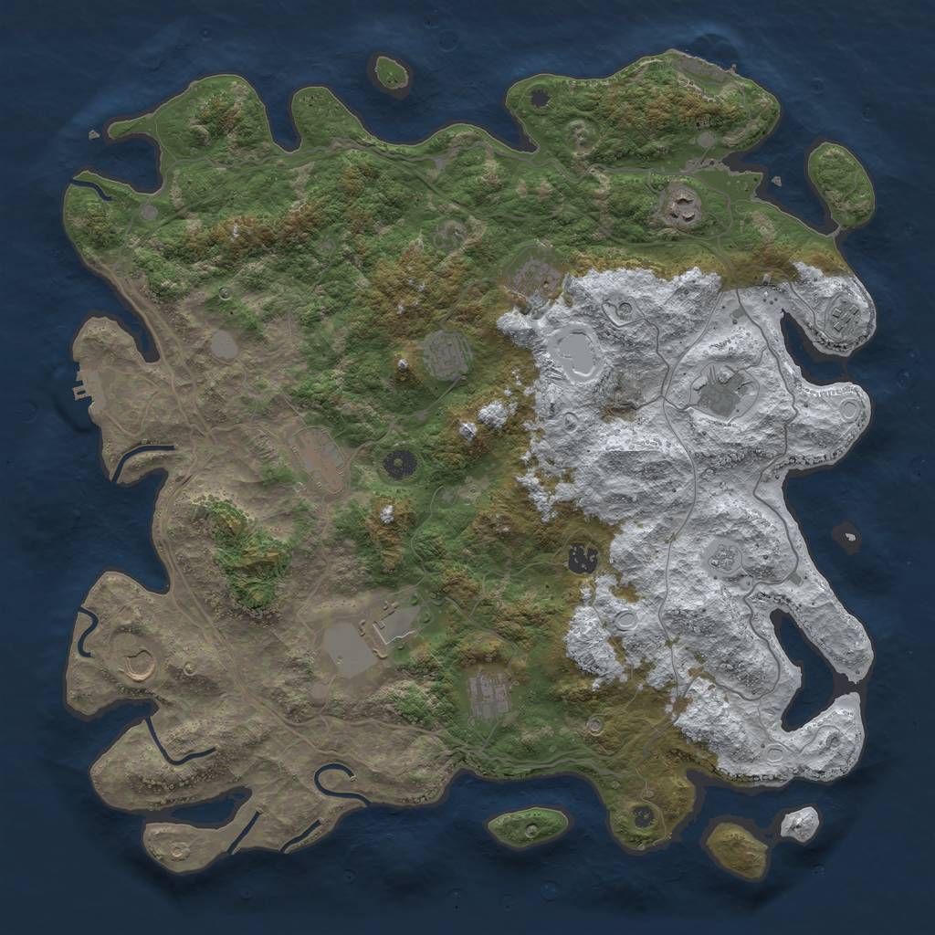 Rust Map: Procedural Map, Size: 4500, Seed: 21321322, 19 Monuments