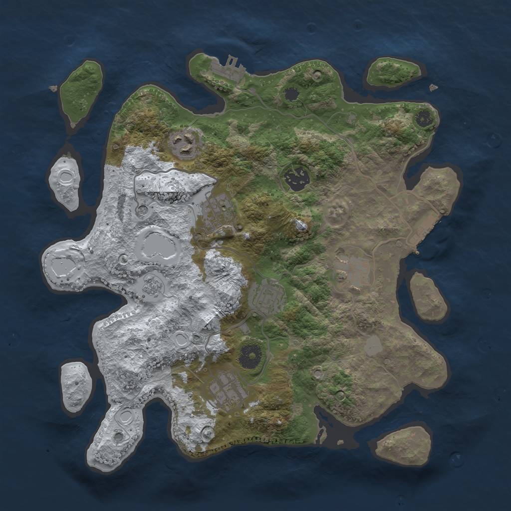 Rust Map: Procedural Map, Size: 3200, Seed: 17777, 15 Monuments