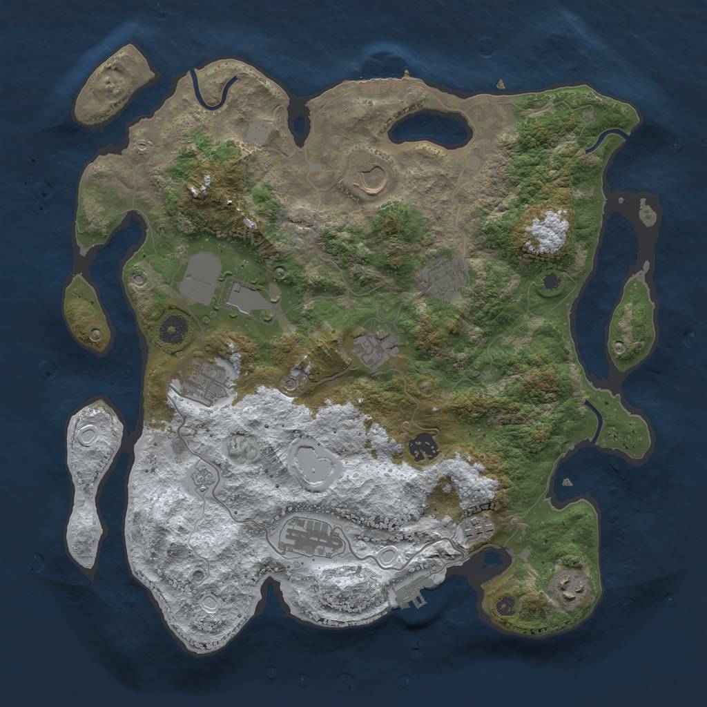 Rust Map: Procedural Map, Size: 3700, Seed: 14091, 18 Monuments