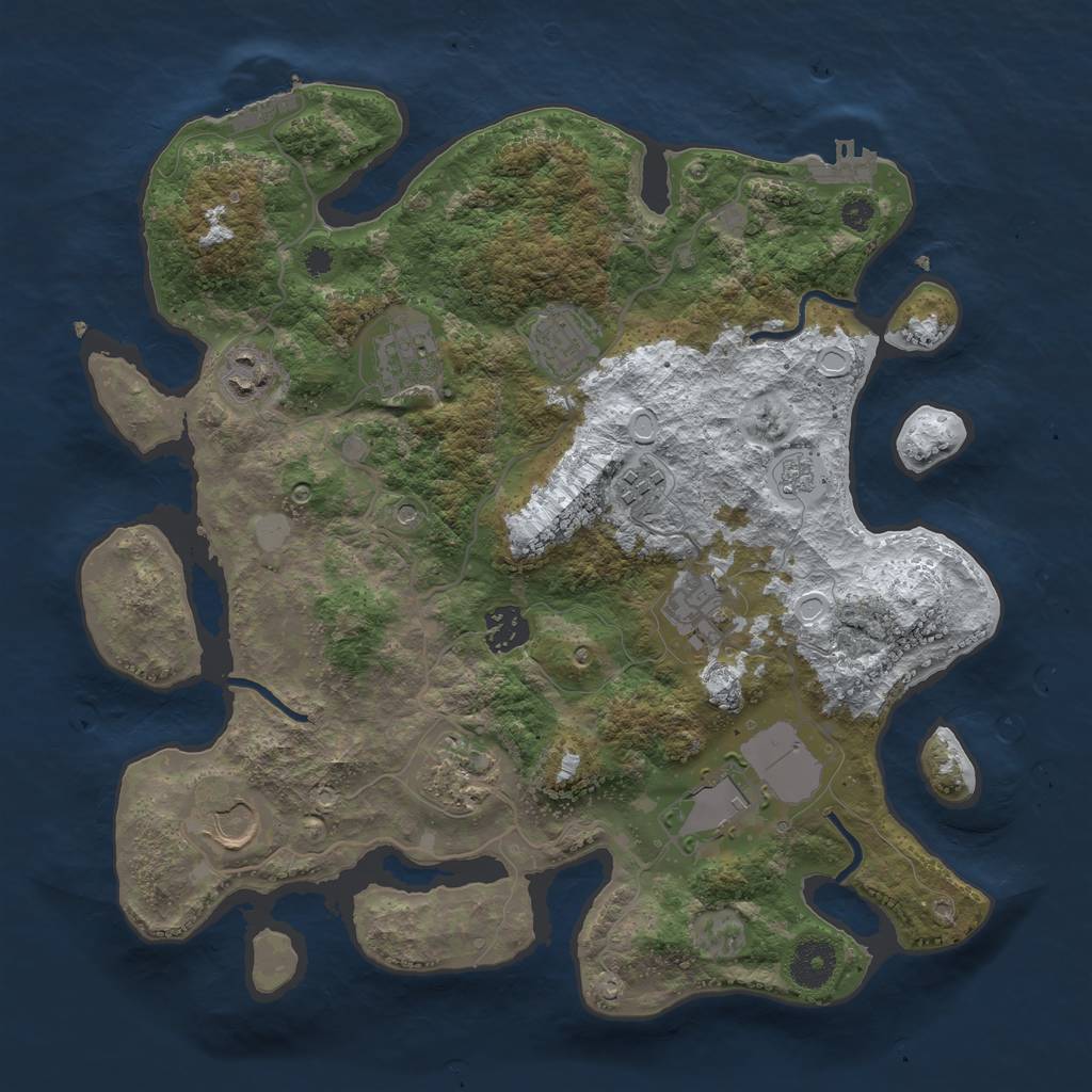 Rust Map: Procedural Map, Size: 3500, Seed: 532845180, 18 Monuments