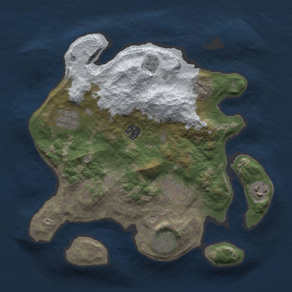 Rust Map: Barren, Size: 3000, Seed: 1990531224, 9 Monuments