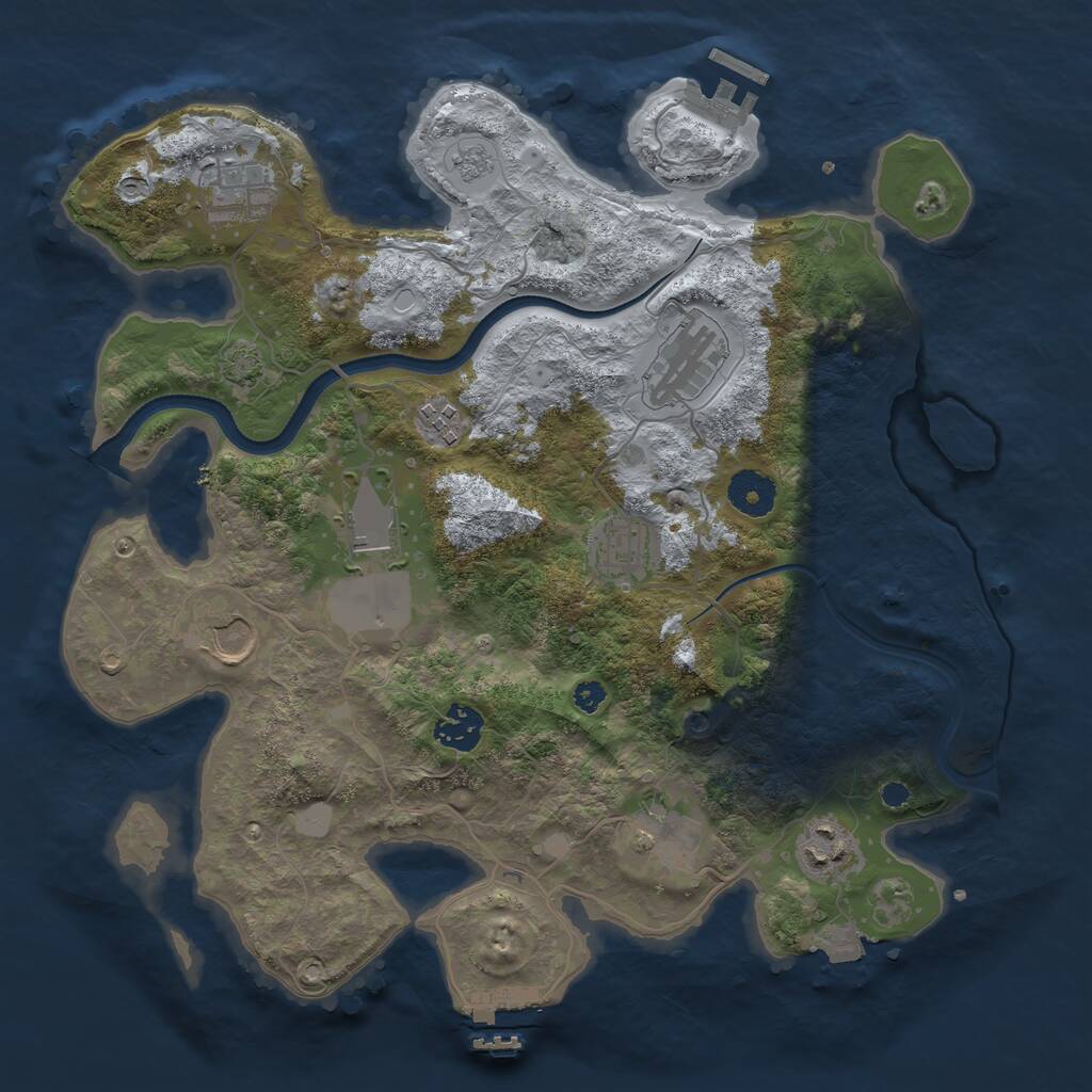 Rust Map: Procedural Map, Size: 3500, Seed: 1319850660, 15 Monuments