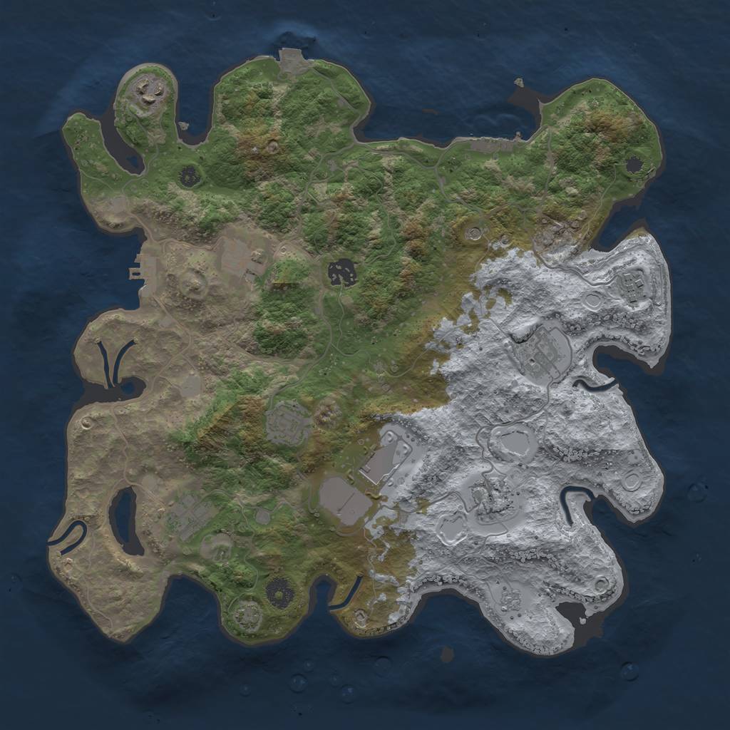 Rust Map: Procedural Map, Size: 3750, Seed: 473910526, 17 Monuments