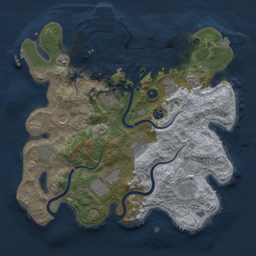 Rust Map: Procedural Map, Size: 3750, Seed: 473910526, 16 Monuments