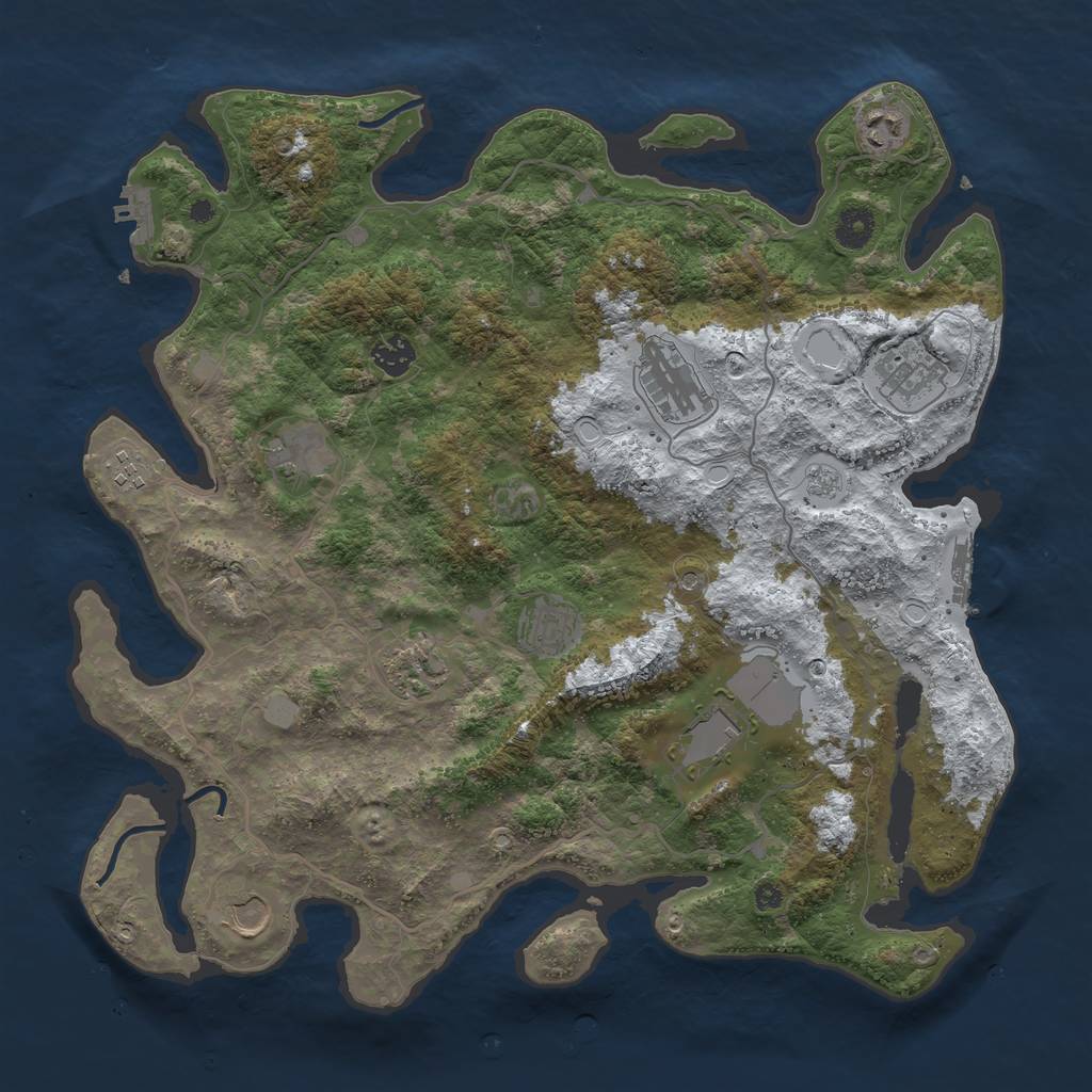 Rust Map: Procedural Map, Size: 4000, Seed: 840855802, 19 Monuments