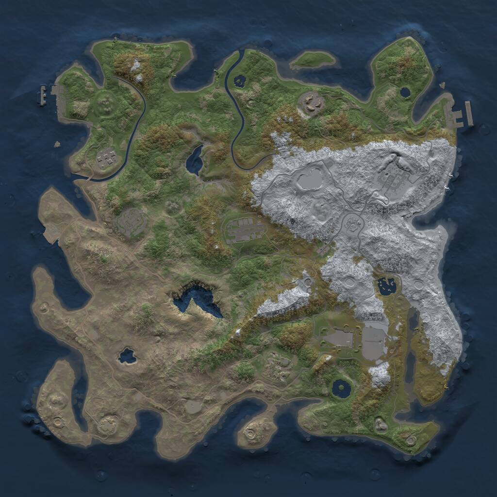 Rust Map: Procedural Map, Size: 4000, Seed: 840855802, 14 Monuments