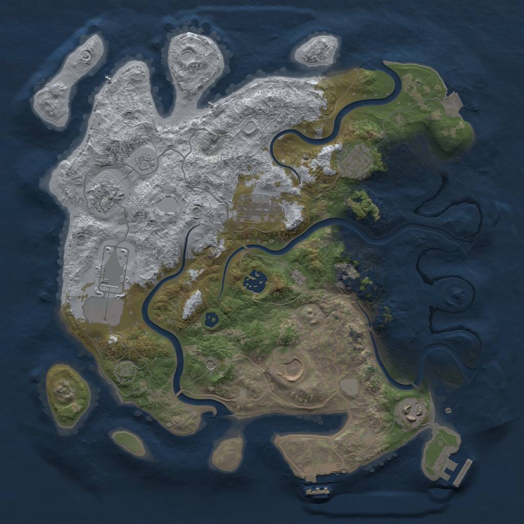 Rust Map: Procedural Map, Size: 3500, Seed: 1693620563, 14 Monuments