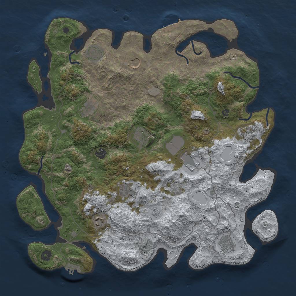 Rust Map: Procedural Map, Size: 4109, Seed: 8000000, 19 Monuments