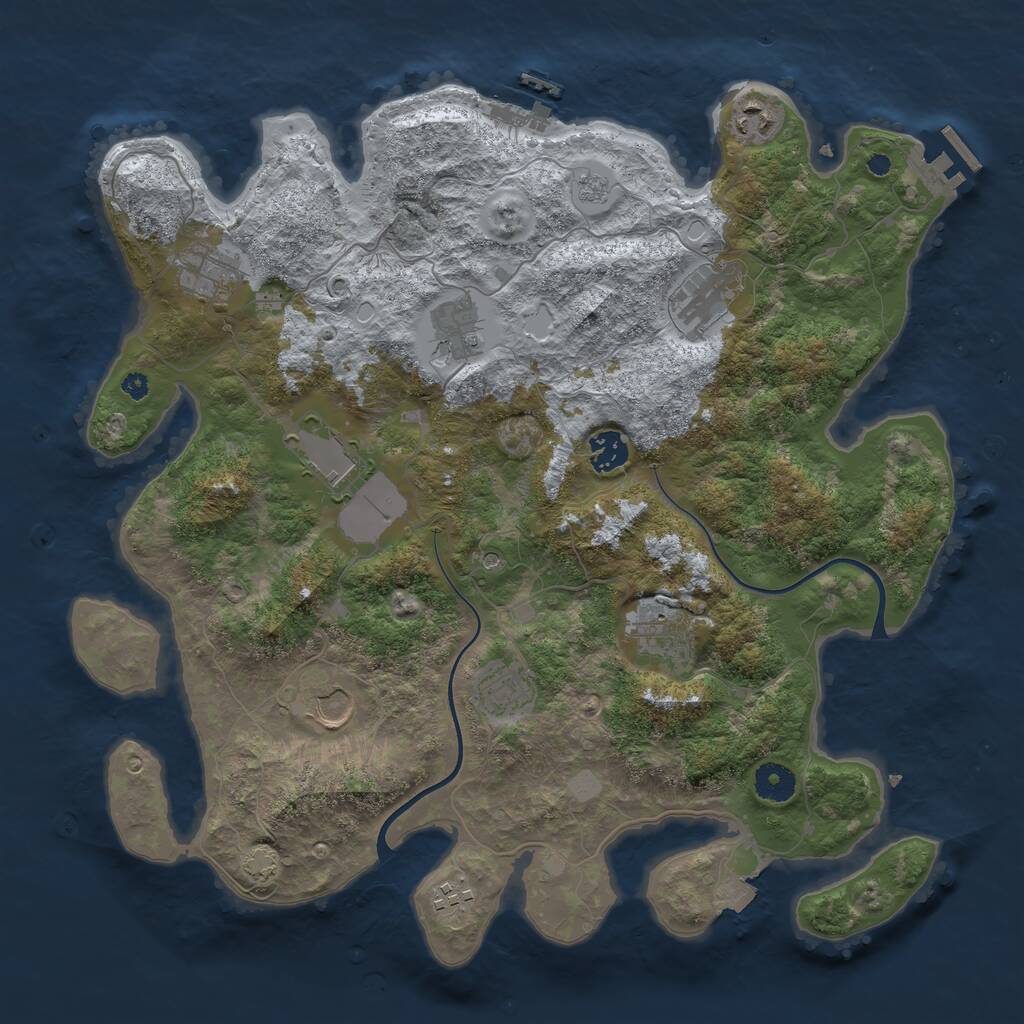 Rust Map: Procedural Map, Size: 3850, Seed: 1443680295, 16 Monuments