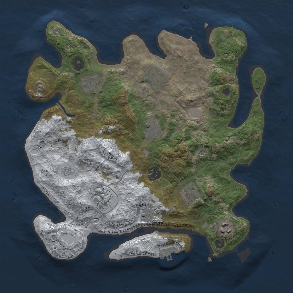 Rust Map: Procedural Map, Size: 3250, Seed: 3884179, 17 Monuments