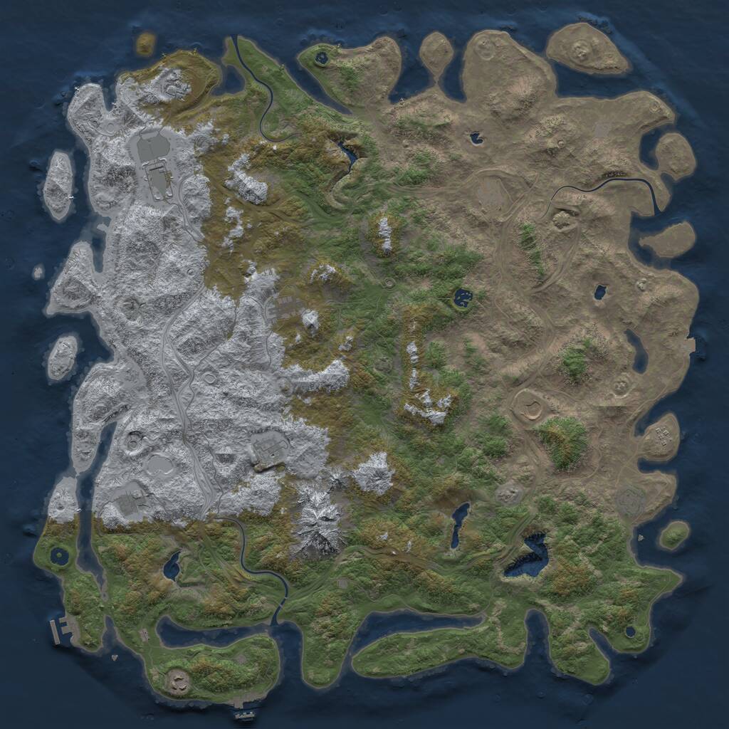 Rust Map: Procedural Map, Size: 6000, Seed: 302103, 17 Monuments
