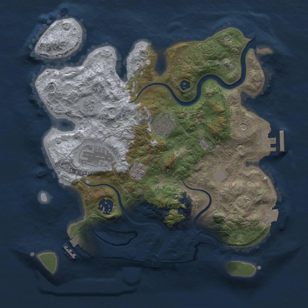 Rust Map: Procedural Map, Size: 3000, Seed: 39953, 10 Monuments