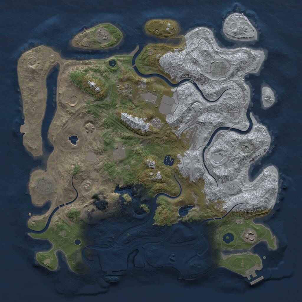 Rust Map: Procedural Map, Size: 4250, Seed: 1386, 17 Monuments