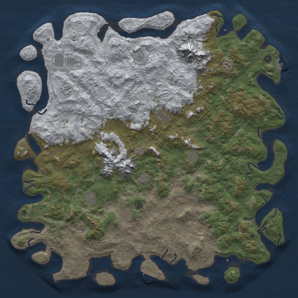 Rust Map: Procedural Map, Size: 6000, Seed: 623687, 20 Monuments