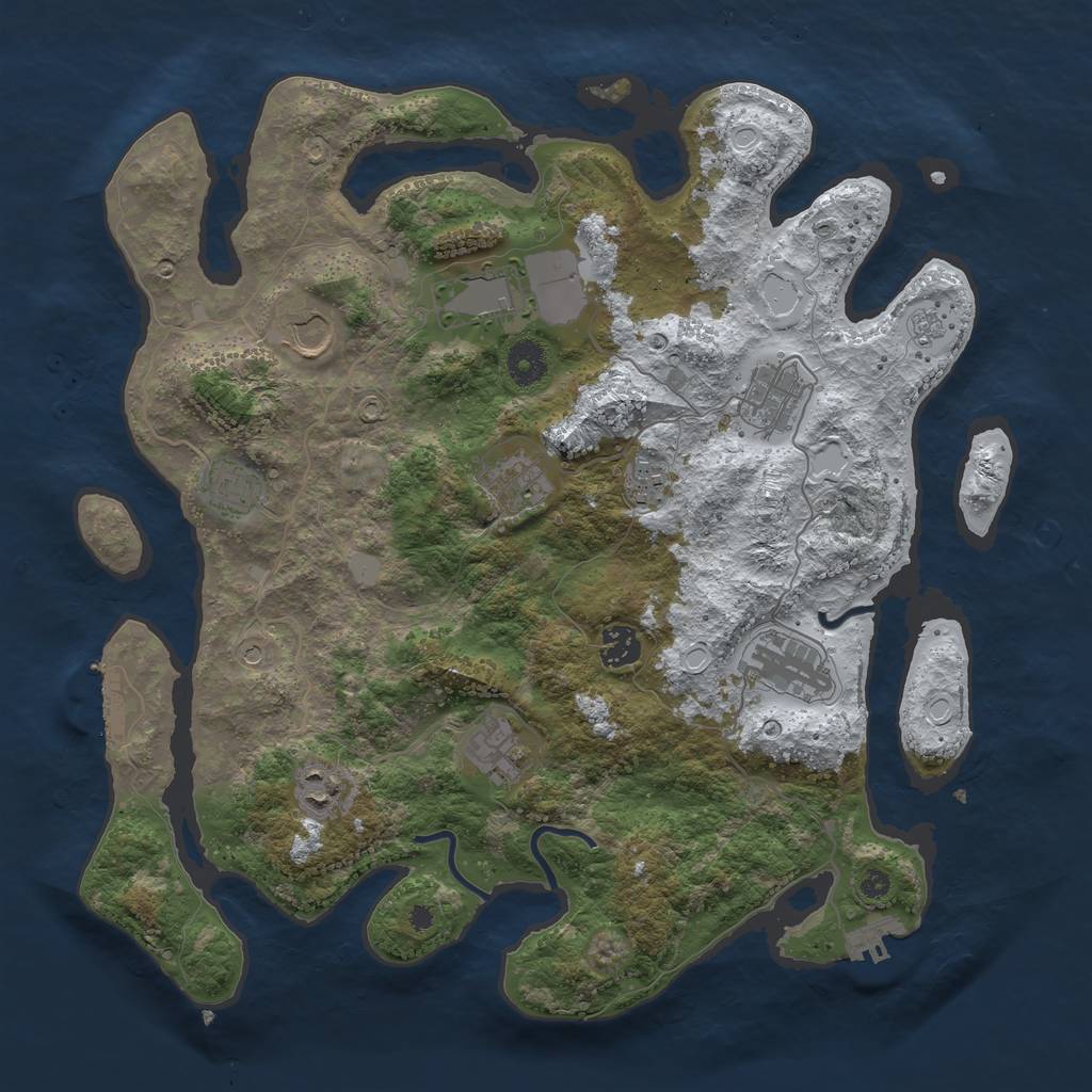 Rust Map: Procedural Map, Size: 3850, Seed: 208792238, 19 Monuments