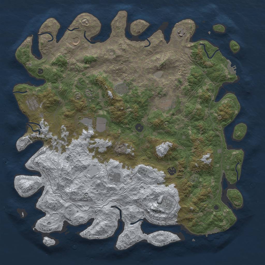 Rust Map: Procedural Map, Size: 4800, Seed: 908973645, 20 Monuments