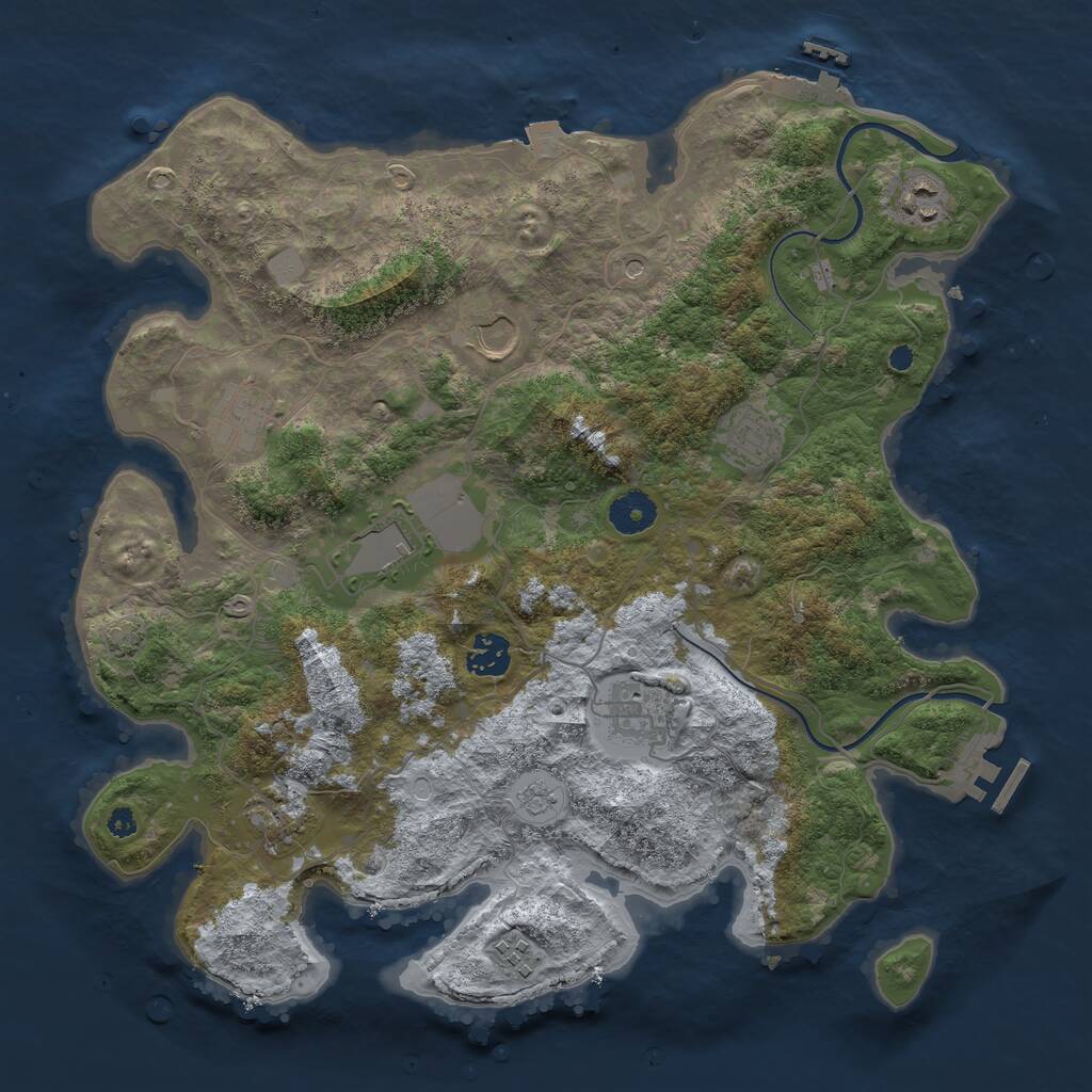 Rust Map: Procedural Map, Size: 3700, Seed: 12043153, 15 Monuments