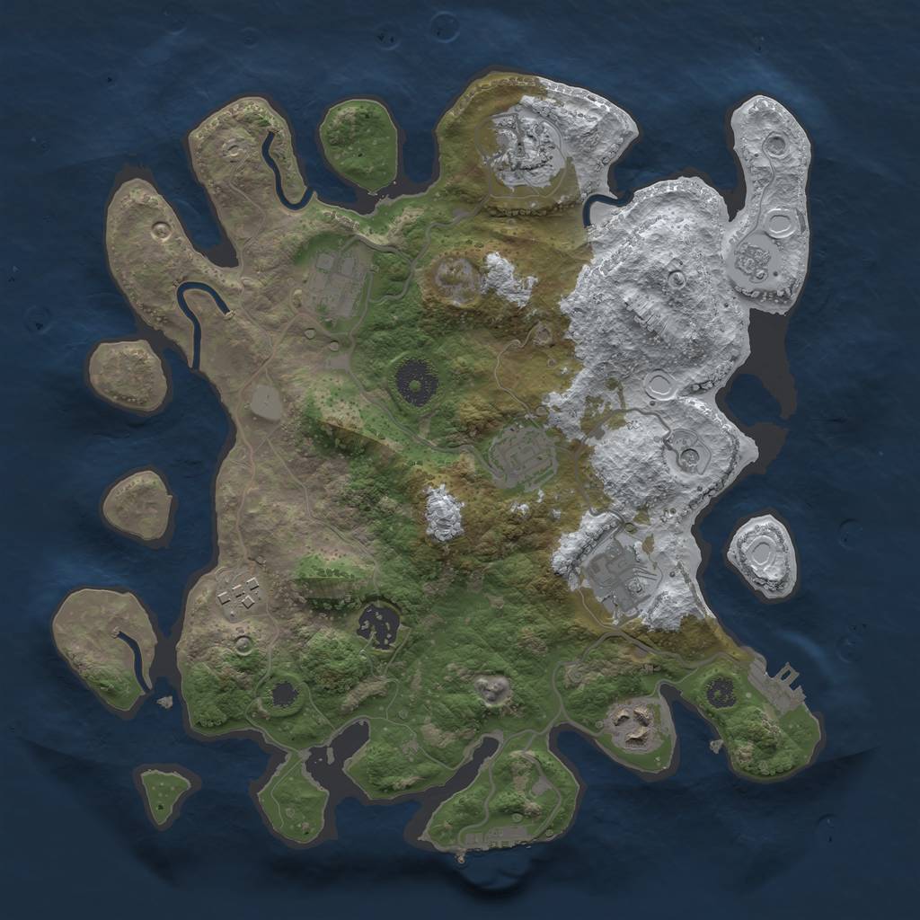 Rust Map: Procedural Map, Size: 3200, Seed: 2427978, 16 Monuments
