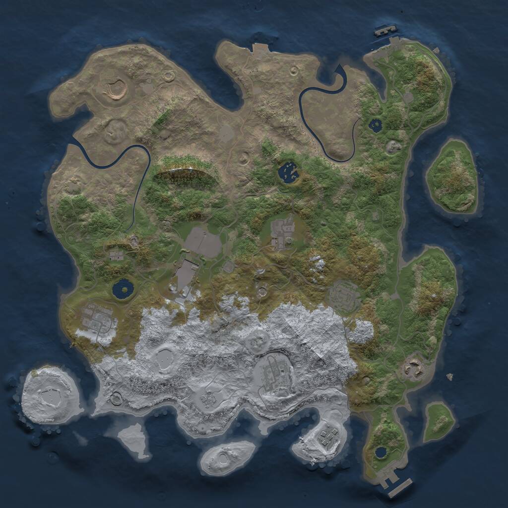 Rust Map: Procedural Map, Size: 3750, Seed: 1815663713, 15 Monuments