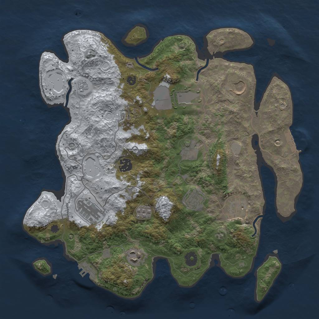 Rust Map: Procedural Map, Size: 3500, Seed: 1439020597, 19 Monuments