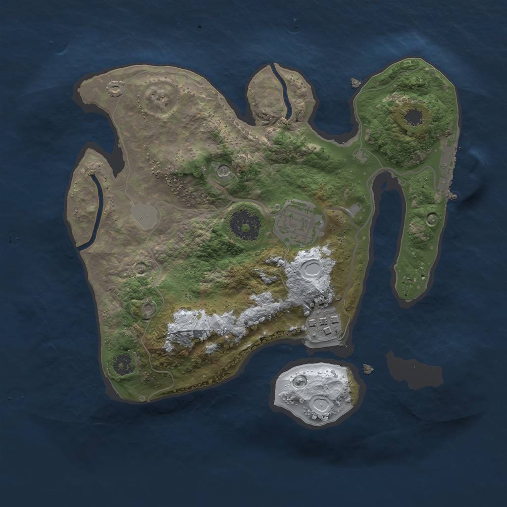 Rust Map: Procedural Map, Size: 2500, Seed: 1879008140, 9 Monuments