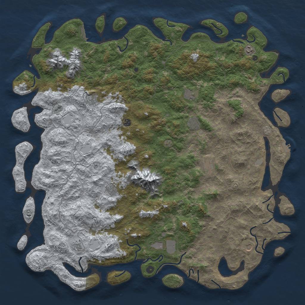 Rust Map: Procedural Map, Size: 6000, Seed: 845823, 20 Monuments