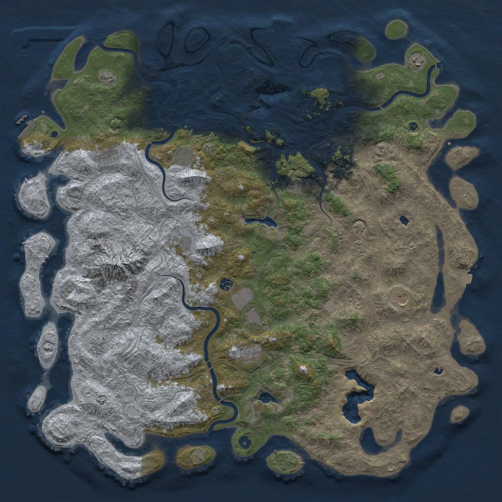 Rust Map: Procedural Map, Size: 6000, Seed: 845823, 17 Monuments
