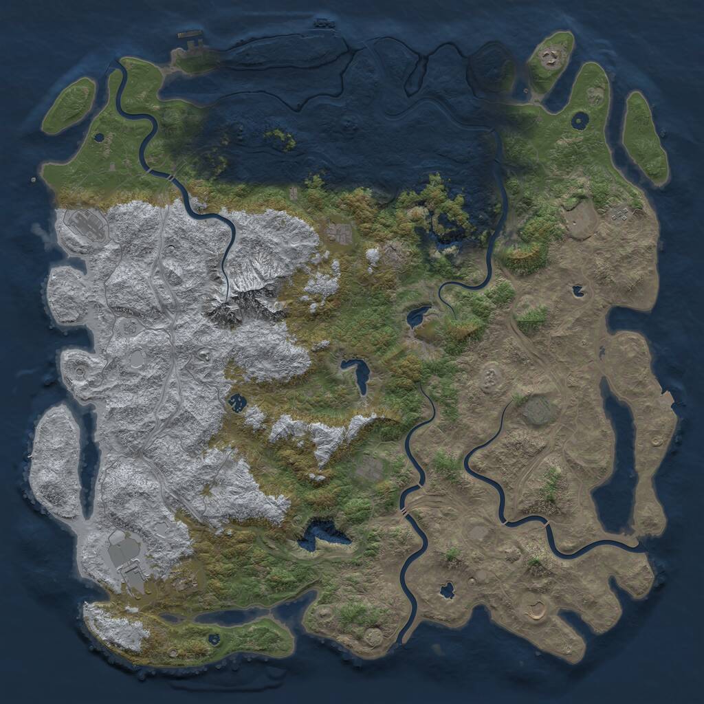 Rust Map: Procedural Map, Size: 6000, Seed: 663484, 17 Monuments