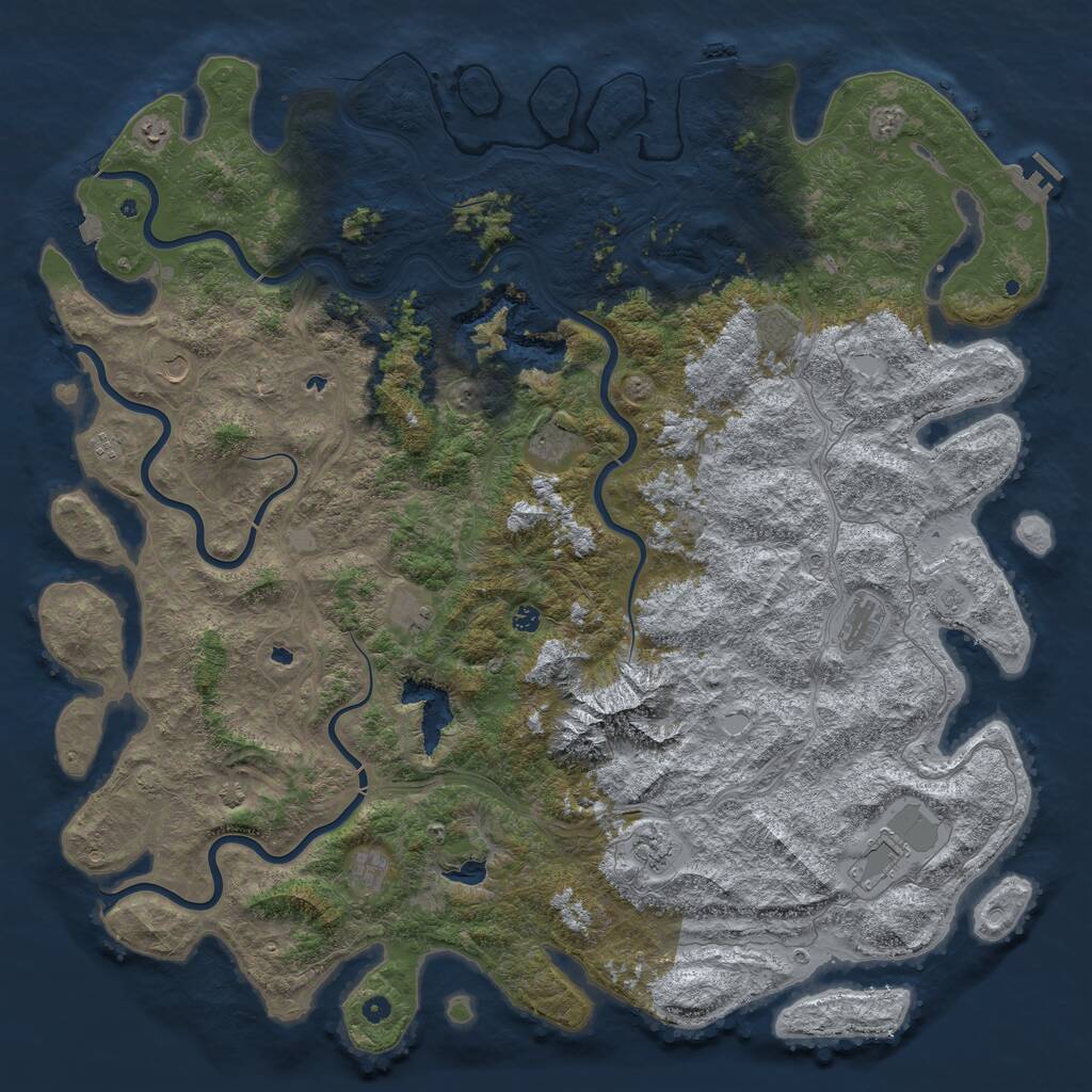 Rust Map: Procedural Map, Size: 6000, Seed: 51515651, 17 Monuments