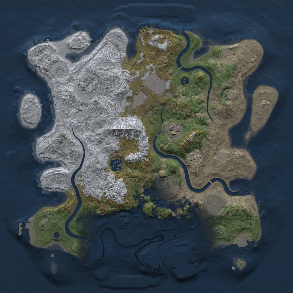 Rust Map: Procedural Map, Size: 3500, Seed: 281559, 13 Monuments