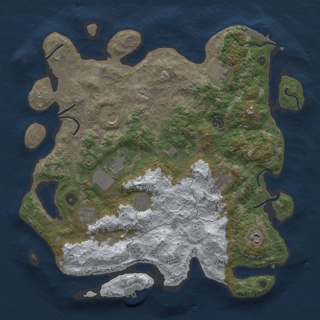 Rust Map: Procedural Map, Size: 4000, Seed: 57487, 18 Monuments