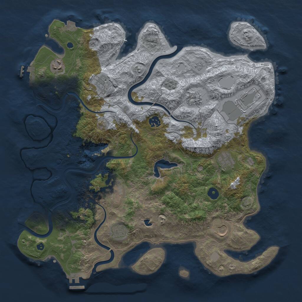 Rust Map: Procedural Map, Size: 4050, Seed: 68655217, 16 Monuments