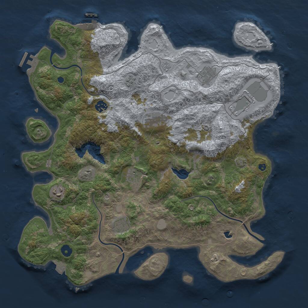 Rust Map: Procedural Map, Size: 4050, Seed: 68655217, 14 Monuments