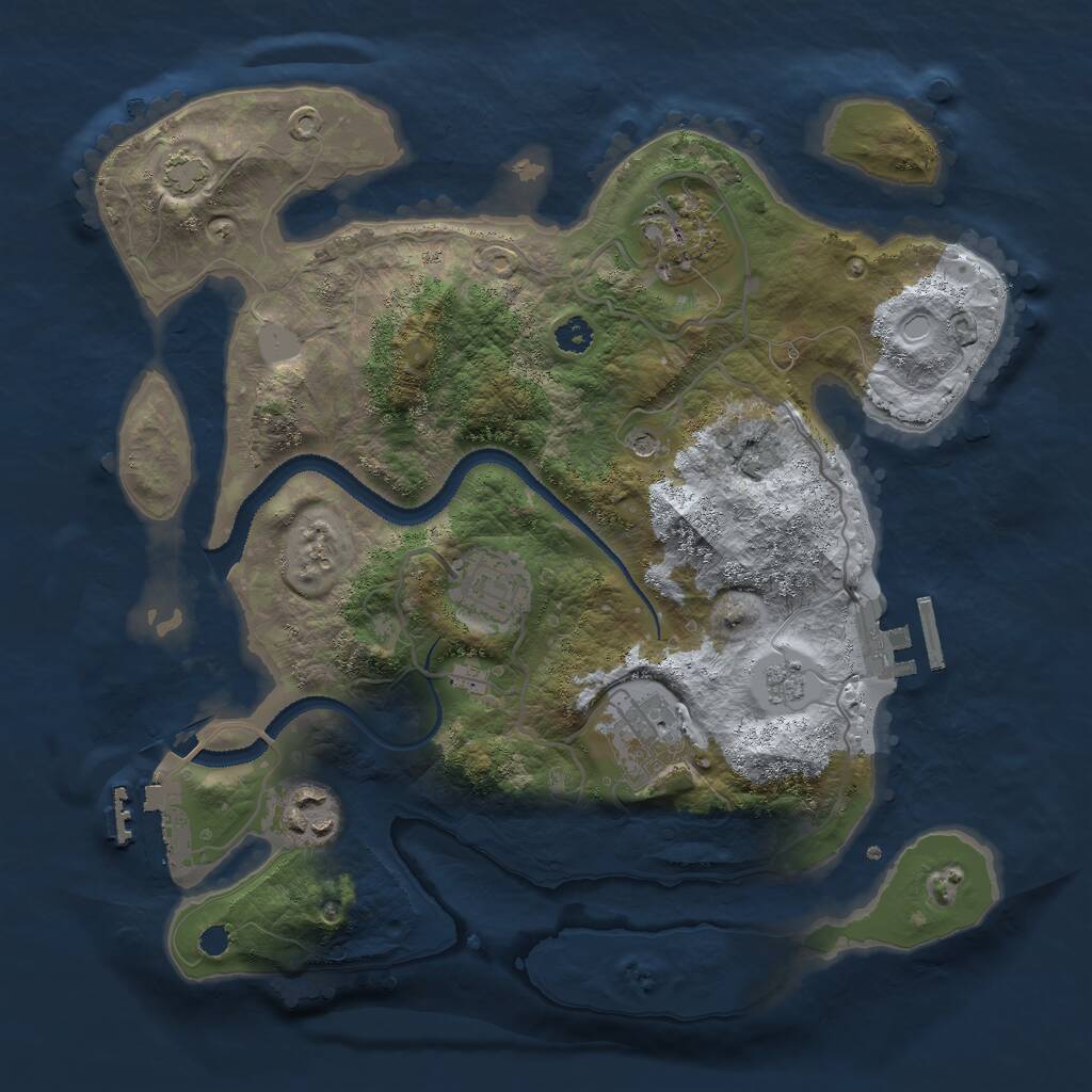 Rust Map: Procedural Map, Size: 3000, Seed: 44262, 10 Monuments