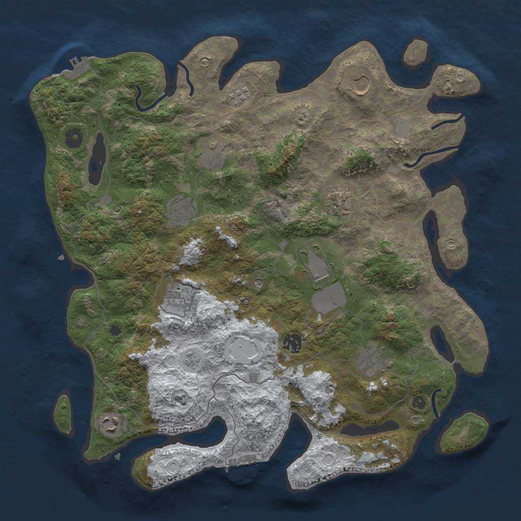 Rust Map: Procedural Map, Size: 4000, Seed: 556500, 19 Monuments