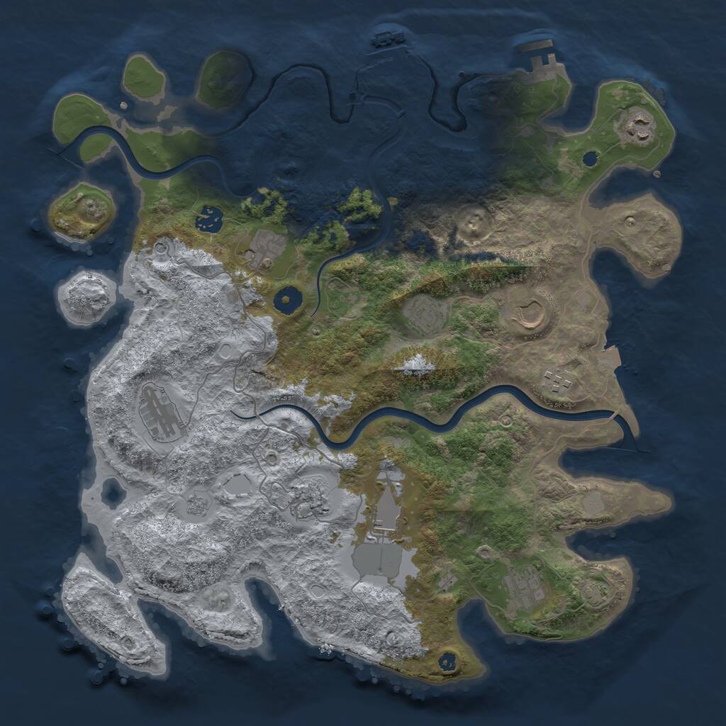 Rust Map: Procedural Map, Size: 3950, Seed: 70, 16 Monuments