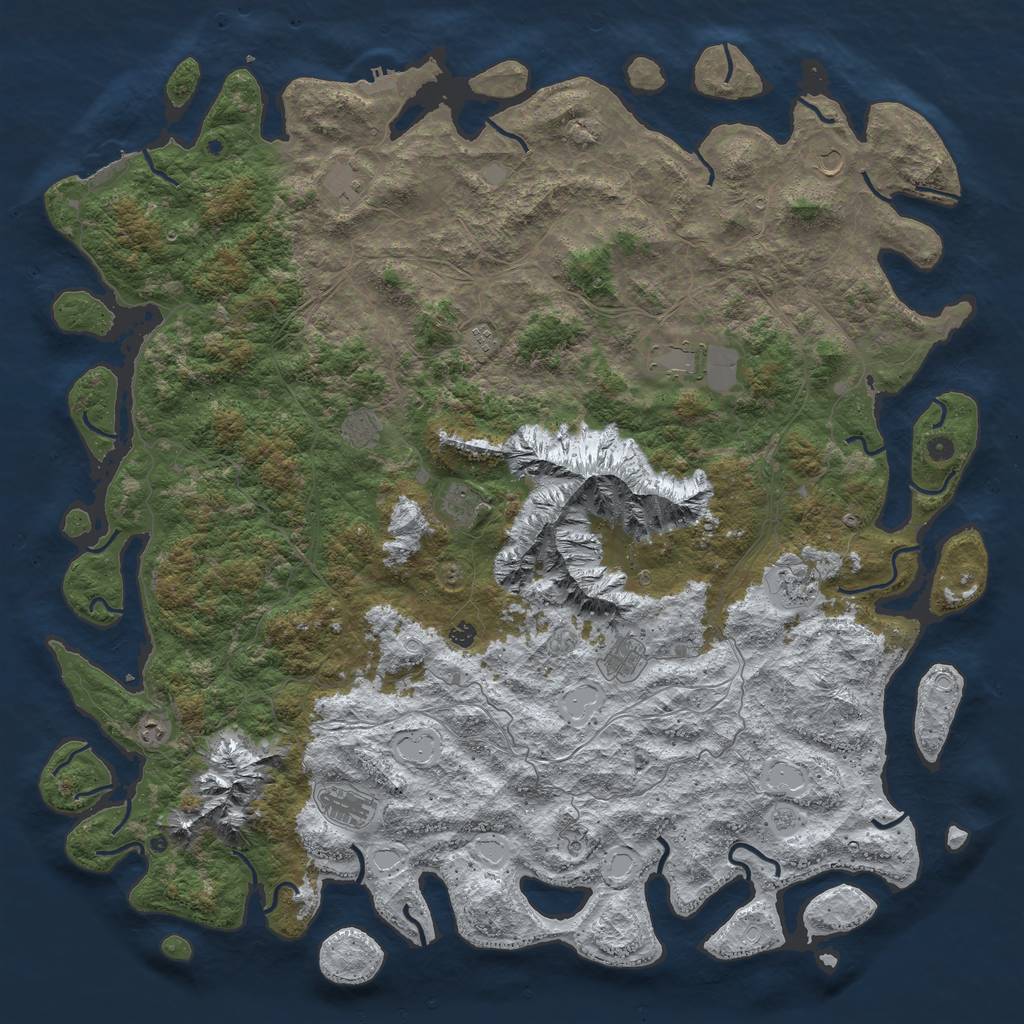 Rust Map: Procedural Map, Size: 6000, Seed: 523496, 20 Monuments