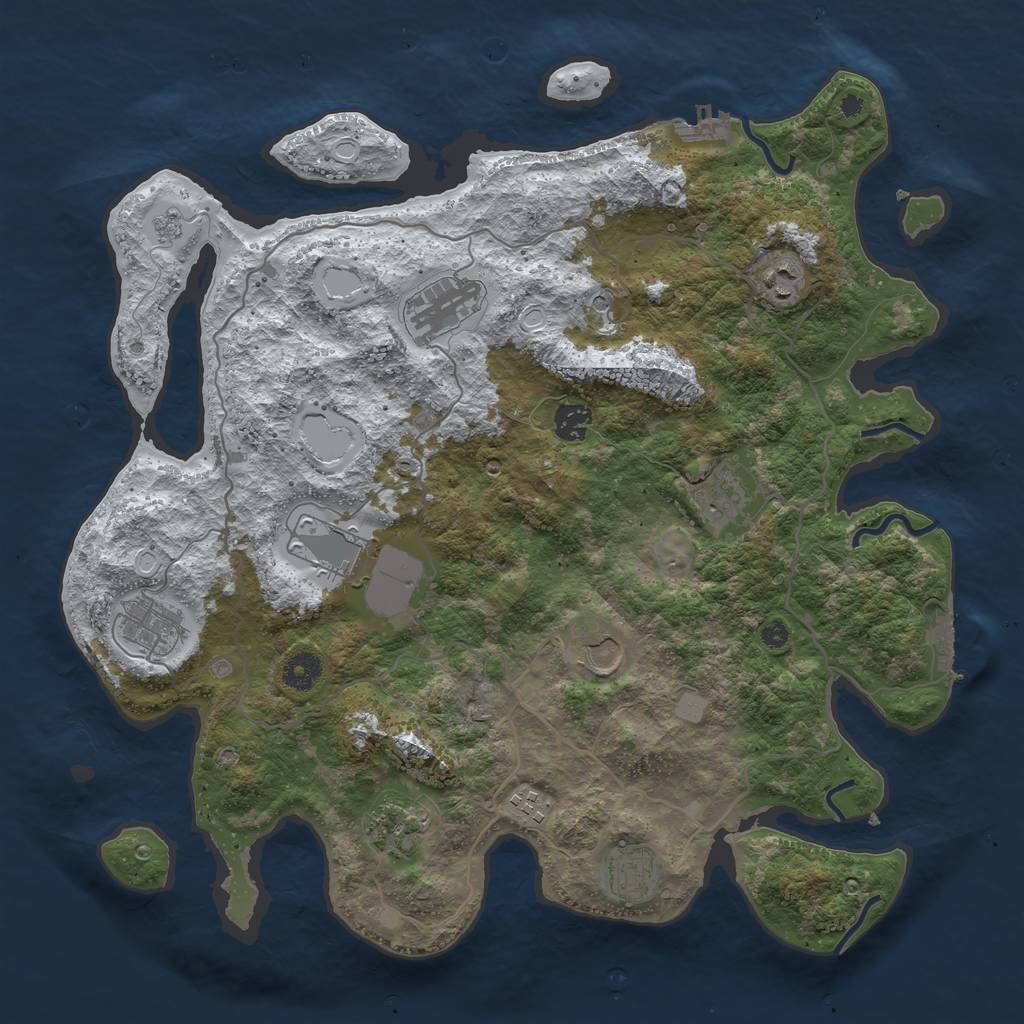 Rust Map: Procedural Map, Size: 4000, Seed: 1660361617, 19 Monuments
