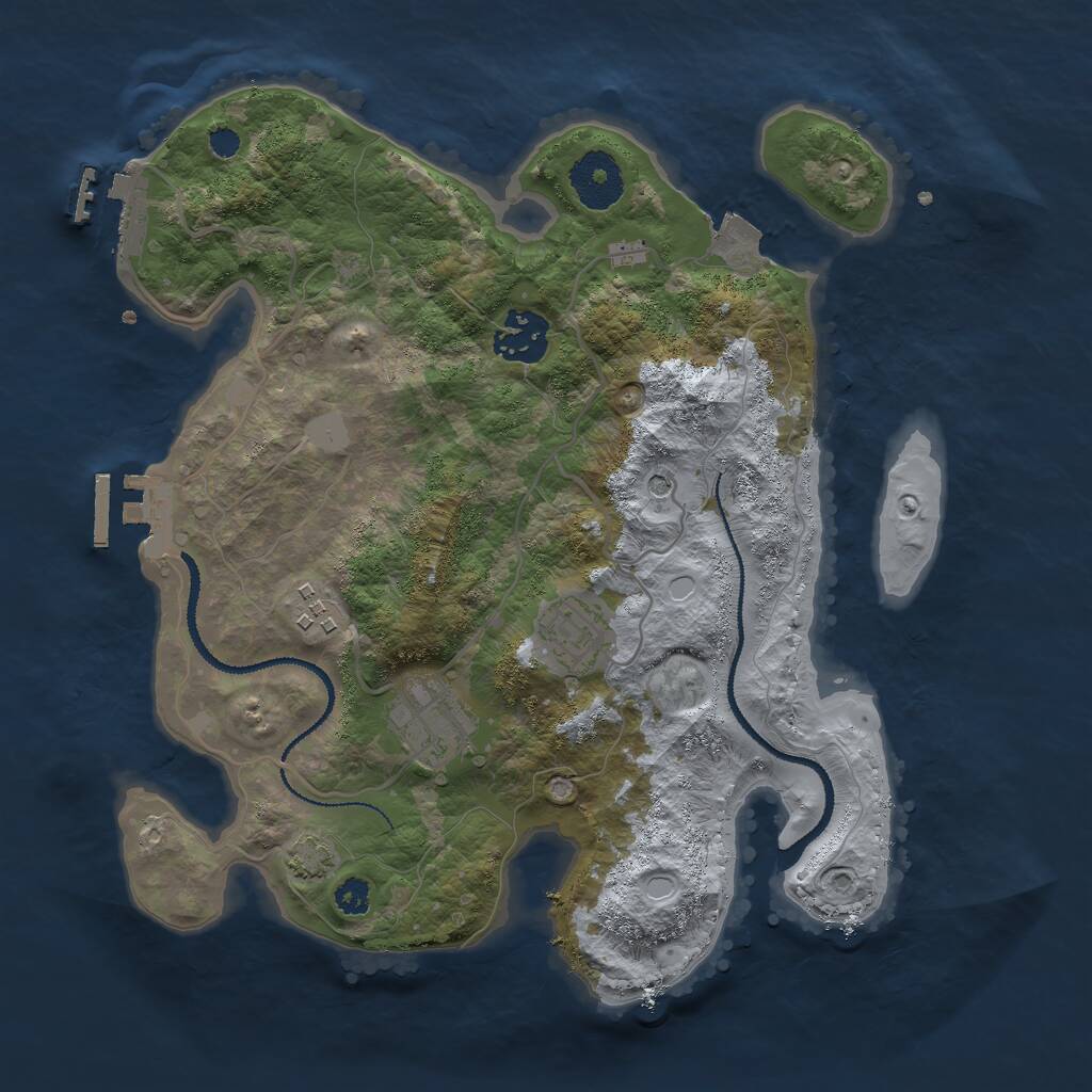 Rust Map: Procedural Map, Size: 3000, Seed: 8181, 9 Monuments