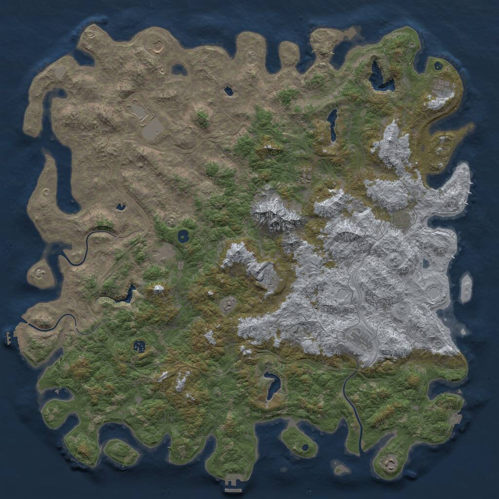 Rust Map: Procedural Map, Size: 6000, Seed: 840296, 17 Monuments
