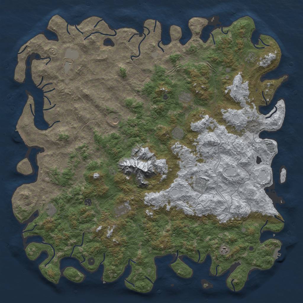 Rust Map: Procedural Map, Size: 6000, Seed: 840296, 20 Monuments