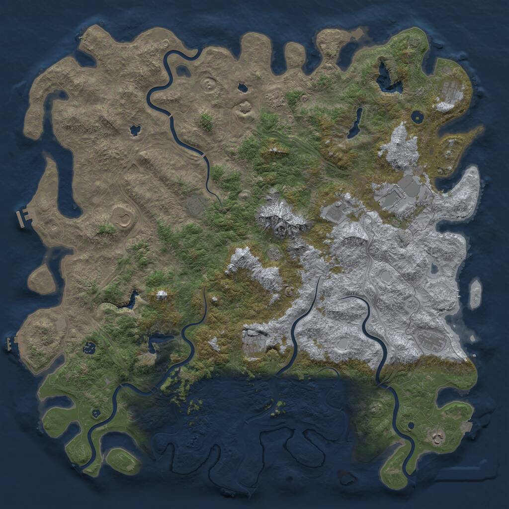 Rust Map: Procedural Map, Size: 6000, Seed: 840296, 17 Monuments